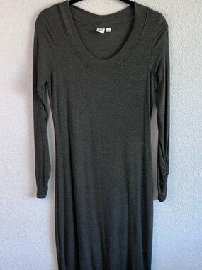 GAP Women’s Cozy Rib Long Sleeve Knee Length Dress Olive Heather